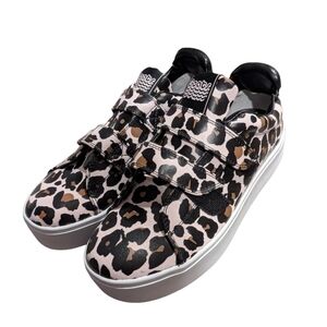 Black Cheetah Leopard Print Platform Sneakers size 8